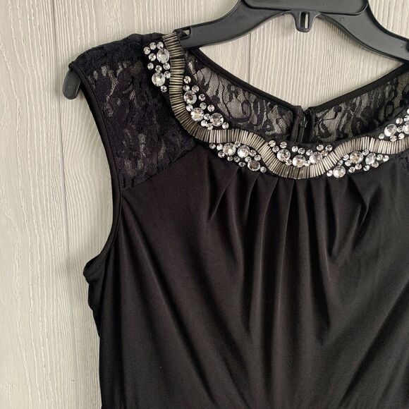 Ellen Tracy Black Beaded Sleeveless Dress Size 8 NWT - Picture 2 of 5